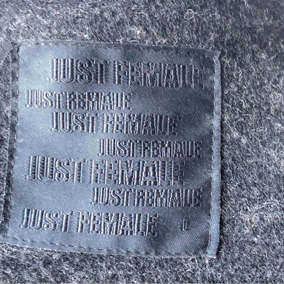 Just Female Long Open Front Wool Blend Cardigan Blazer Charcoal Gray - Picture 8 of 8